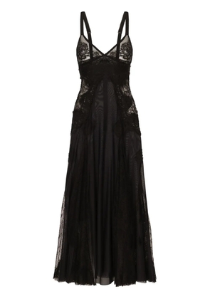 Dolce & Gabbana lace-insert flared midi dress - Black