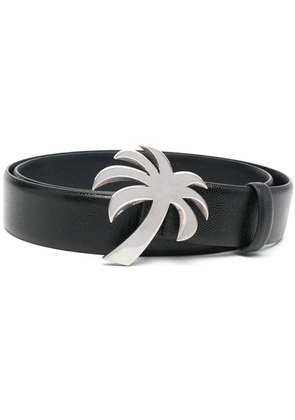 Palm Angels Palm Tree-buckle leather belt - Black