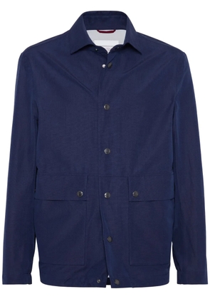 Brunello Cucinelli linen-silk shirt jacket - Blue