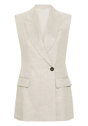 Brunello Cucinelli metallic-threading sleeveless blazer - Grey