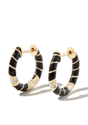 Yvonne Léon 9kt yellow gold enamel diamond hoop earrings