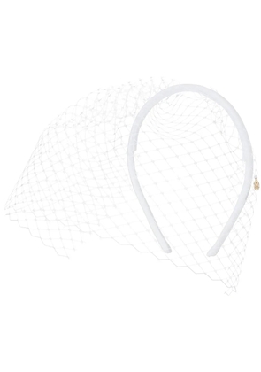 Maison Michel veil-detail satin headband - White