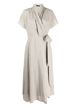 VOZ Butterfly linen wrap dress - Grey