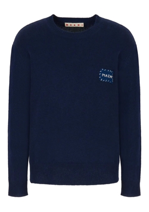 Marni logo-patch crew-neck sweater - Blue