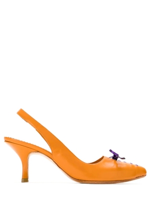 Sarah Chofakian bow slingback leather pumps - Orange