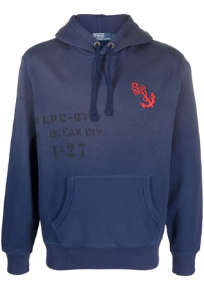 Polo Ralph Lauren anchor-embroidered cotton-blend hoodie - Blue
