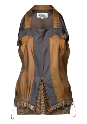 Maison Margiela Décortiqué houndstooth-pattern top - Brown