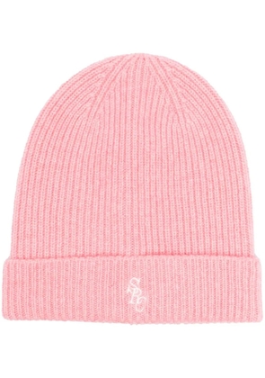 Sporty & Rich logo-embroidered cashmere beanie - Pink