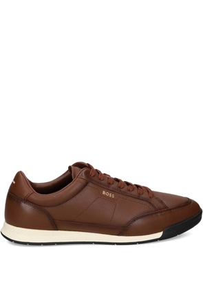 BOSS perforated leather sneakers - Brown