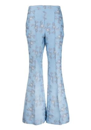 Macgraw Circa 72 floral-jacquard flared trousers - Blue