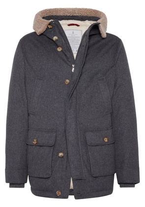 Brunello Cucinelli padded hooded wool jacket - Grey
