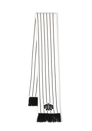 Barrie stripe-print crest-detail scarf - White