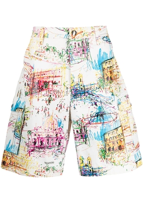 Valentino Garavani Roman sketches-print Bermuda shorts - White