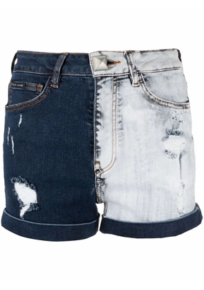 Philipp Plein two-tone denim shorts - Blue
