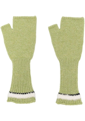 Barrie shearling-effect cashmere fingerless gloves - Green