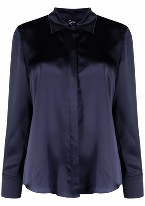 Carine Gilson long-sleeve silk-satin shirt - Blue