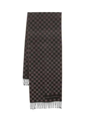 Karl Lagerfeld checked fringed-edges scarf - Brown
