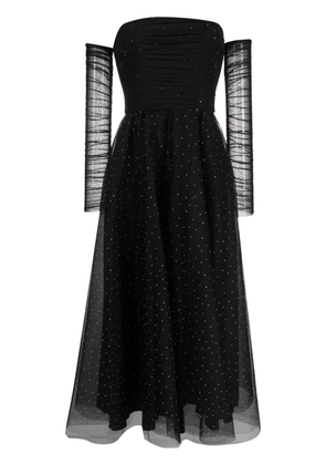 NISSA crystal-embellished off-shoulder dress - Black