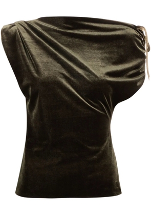 Talbot Runhof off-shoulder velvet top - Green