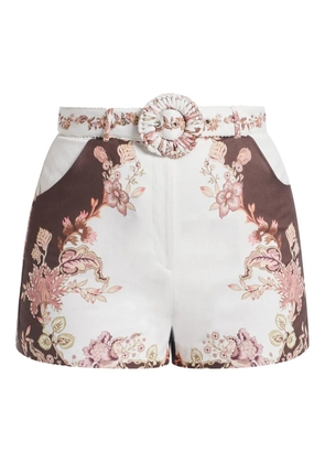 Hemant And Nandita floral belted shorts - White