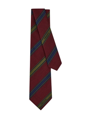 Ferragamo jacquard-logo striped-pattern tie - Red