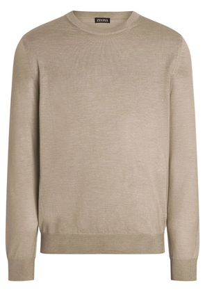 Zegna mélange crew-neck sweater - Neutrals