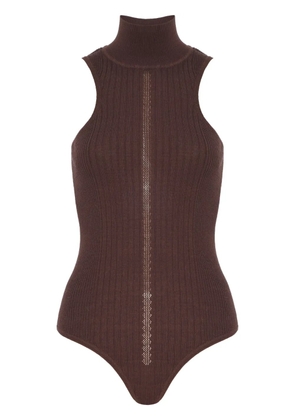 RTA high-neck knitted bodysuit - Brown