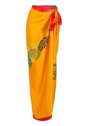 Amir Slama palm leaf print pareo - Orange