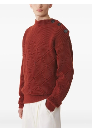 Lanvin buttoned-shoulder diamond-pattern sweater - Red