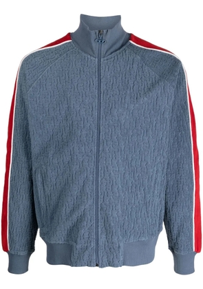 Diesel stripe-sleeve zip-up sweatshirt - Blue