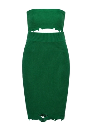 SEROYA Grace frayed mini knitted dress - Green