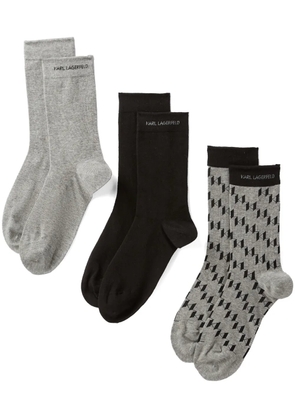 Karl Lagerfeld K/Monogram organic cotton socks (pack of three) - Grey