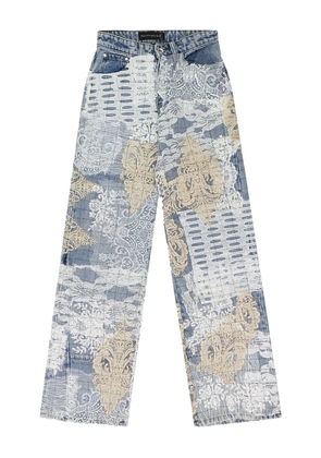 Who Decides War grid lace straight-fit jeans - Blue