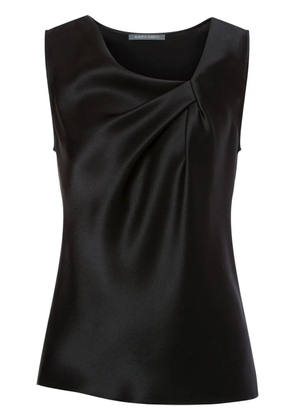 Alberta Ferretti sleeveless gathered satin blouse - Black