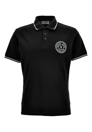 Versace Jeans Couture embroidered-logo tipped polo shirt - Black