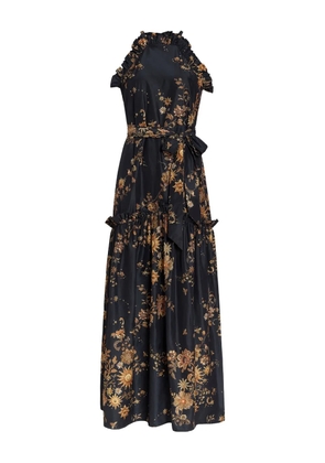 Marie Oliver Keenan ruffled floral maxi dress - Black