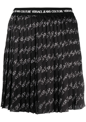 Versace Jeans Couture fully-pleated logo-print miniskirt - Black