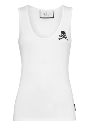Philipp Plein crystal-embellished cotton tank top - White