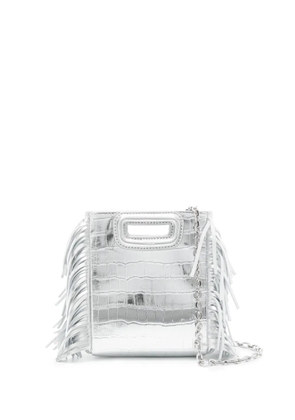 Maje mini M crocodile-embossed tote bag - Silver
