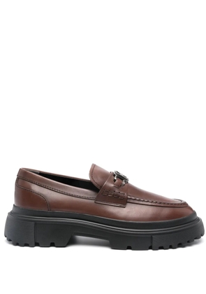 Hogan H619 logo-plaque leather loafers - Brown