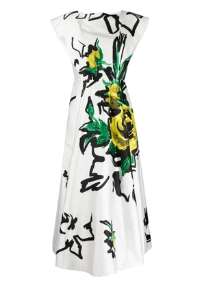 Philosophy Di Lorenzo Serafini Punk Flowers satin-finish A-line dress - White