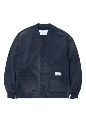 Neighborhood frayed-hem buttoned sweatshirt - Blue