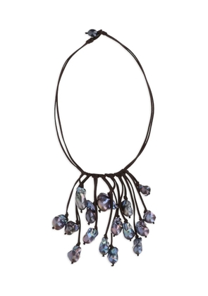 Mela embellished suede necklace - Black