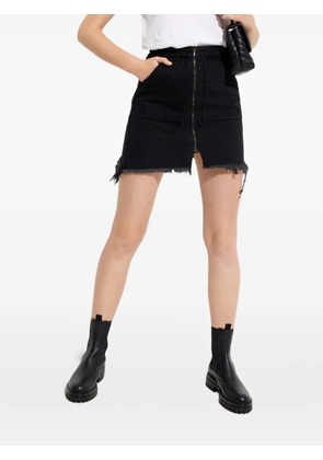 One Teaspoon zip frayed mini skirt - Black