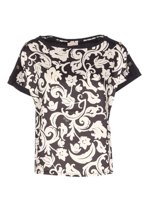 LIU JO printed shoulder-button T-shirt - Black