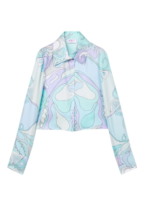 PUCCI orchidee-print silk shirt - Blue