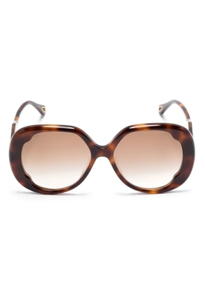 Chloé Eyewear logo-lettering oversize-frame sunglasses - Brown
