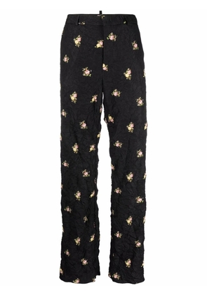 DSQUARED2 creased floral-print trousers - Black