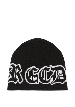 GCDS embroidered logo beanie hat - Black