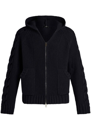 ETRO cable-knit zip-up hoodie - Blue